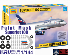 7009К Звезда 1/144 Региональный пассажирский авиалайнер Superjet 100 + окрасочная маска