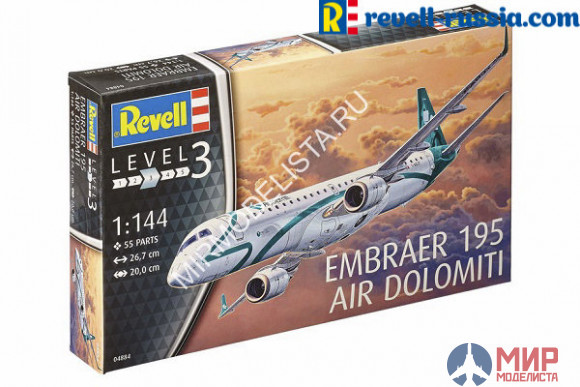 04884 Revell самолёт Embraer 195 Air Dolomiti  (1:144)