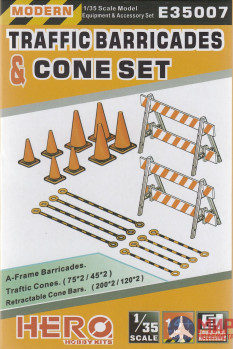 E35007 HERO Hobby Traffic Barricades & Cone Set