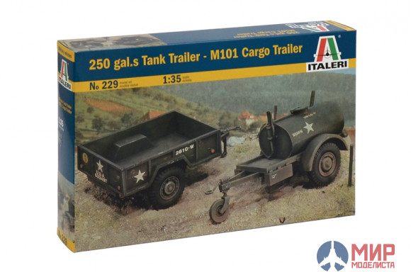 0229 Italeri автомобиль  250 GAL.S TANK TRAILER - M101 CARGO TRAILER (1:35)