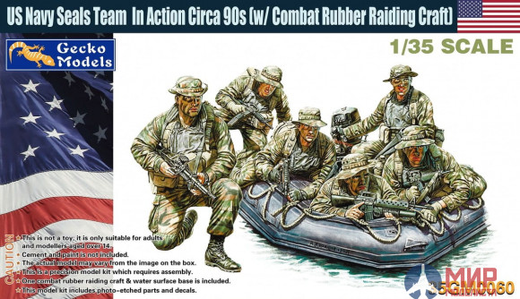 35GM0060 Gecko Models Фигуры  US Navy Seals Team In Action Circa 90s w/Combat Rubber Raiding Craft