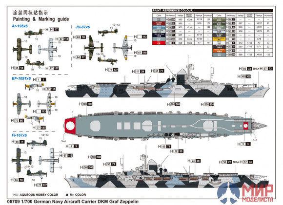 06709 Trumpeter корабль German Navy Aircraft Carrier DKM Graf Zeppelin  1/700