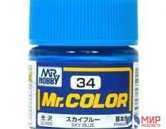 C 34 Gunze Sangyo (Mr. Color) Краска уретановый акрил Mr. Color 10мл SKY BLUE