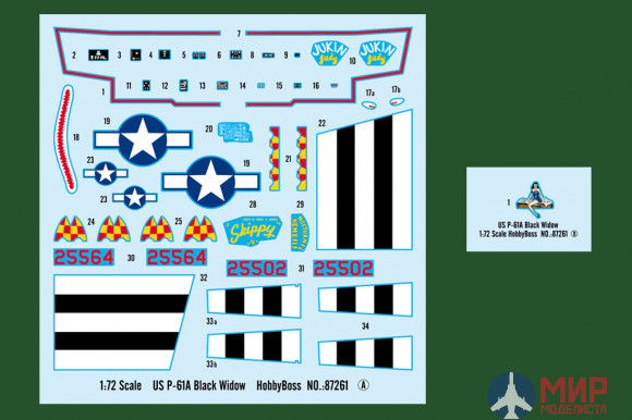 87261 Hobby Boss самолёт  US P-61A Black Widow  (1:72)