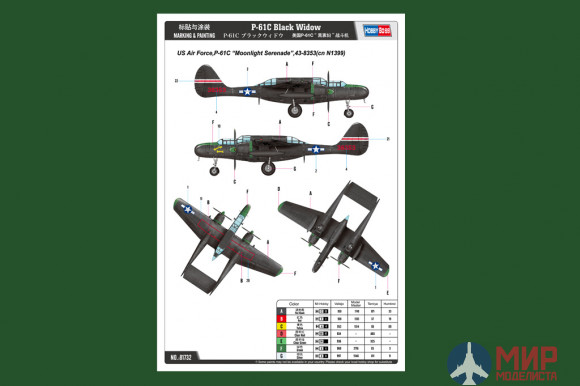 81732 Hobby Boss самолёт  P-61C Black Widow  (1:48)