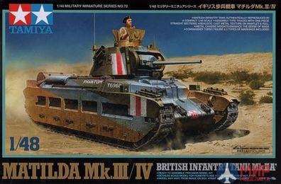 32572 Tamiya 1/48 Британский танк Matilda MkIII/IV (1 фигура, 3 варианта раскраски)