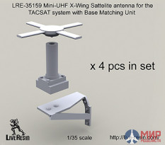 LRE35159 LiveResin Спутниковая антенна Mini-UHF X-Wing для системы TACSAT с базовым блоком 1/35