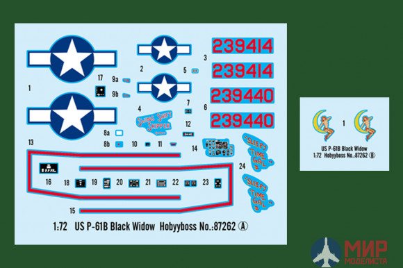 87262 Hobby Boss самолёт  US P-61B Black Widow  (1:72)