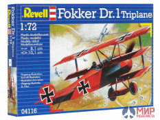 04116 REVELL НЕМЕЦКИЙ САМОЛЕТ FOKKER DR.1 TRIPLANE (1:72)