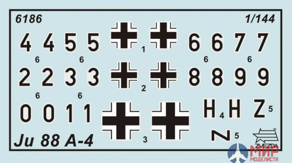 6186 Звезда 1/200 Немецкий бомбардировщик "Юнкерс" Ju-88A4