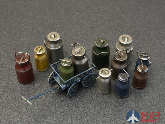 35580 MiniArt аксессуары  MILK CANS WITH SMALL CART  (1:35)