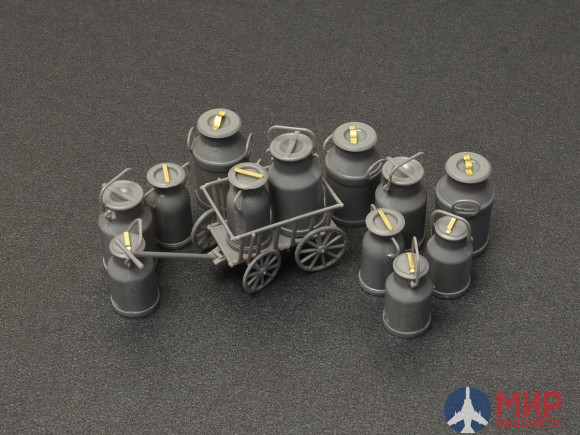 35580 MiniArt аксессуары  MILK CANS WITH SMALL CART  (1:35)