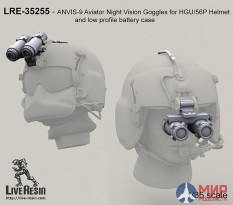 LRE35255 LiveResin Очки ночного видения ANVIS-9 Aviator Night Vision Goggles для шлема HGU/56P 1/35