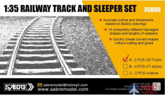 35B06-A Sabre 1/35 RAILWAY TRACK AND SLEEPER SET (2 PCS - Length 35.71 cm)