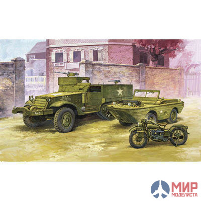 13408 Academy 1/72 Набор три в одном: БТР М3, Ford GPA, мотоцикл