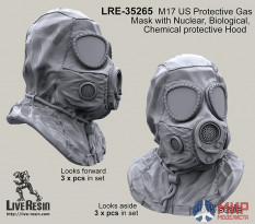 LRE35265 LiveResin Противогаз M17 US с капюшоном комплекта ядерной, био- и химической защиты 1/35