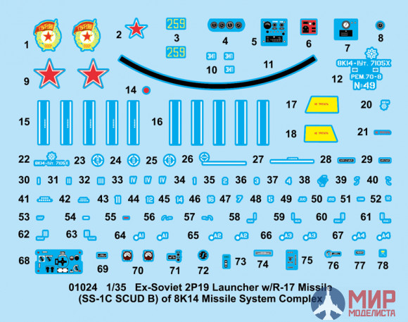 01024 Trumpeter 1/35 Пусковая установка 2П19 с баллистической ракетой 8К14