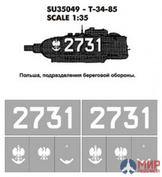 SU35049 Hobby+Plus 1/35 Окрасочная маска для модели танка T-34-85  Польша