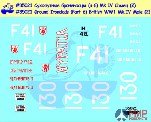 35021 New Penguin 1/35  Сухопутные броненосцы (ч.6) Танк  Mk.IV Самец (2) Великобритания I WW