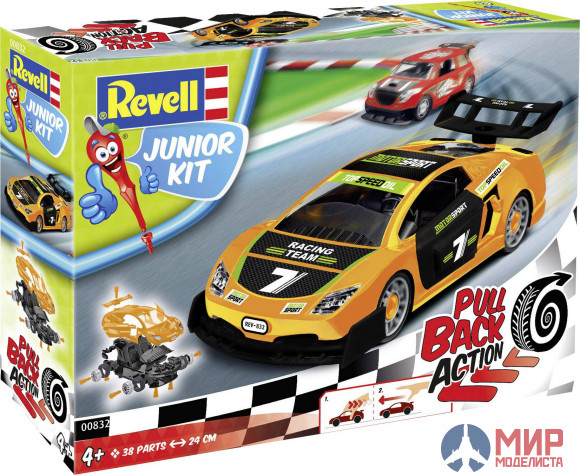 00832 Revell 1/20 Гоночный автомобиль JUNIOR KIT Pull Back Racing Car, оранжевый