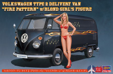 52264 Hasegawa 1/24 Автомобиль Volkswagen Type 2 Delivery Van "Fire Pattern" w Blond Girl's Figure