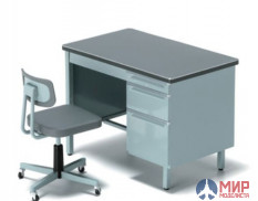 62003 Hasegawa 1:12 Аксессуары для фигурок в масштабе 1/12, Набор офисный стол и стул (OFFICE DESK &