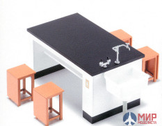 62004 Hasegawa 1:12 Аксессуары для фигурок в масштабе 1/12, Набор стол и стул для научного кабинета