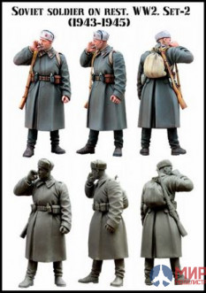 EM-35070 Evolution Miniatures Soviet soldier on rest . WW2 . Set - 2 ( 1943 - 1945 )