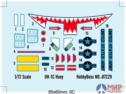 87229 Hobby Boss вертолёт  UH-1C Huey (1:72)