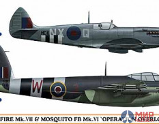 02096 Hasegawa 1/72 Набор SPITFIRE Mk.VII / MOSQUITO FB Mk.VI "OPERATION OVERLORD"