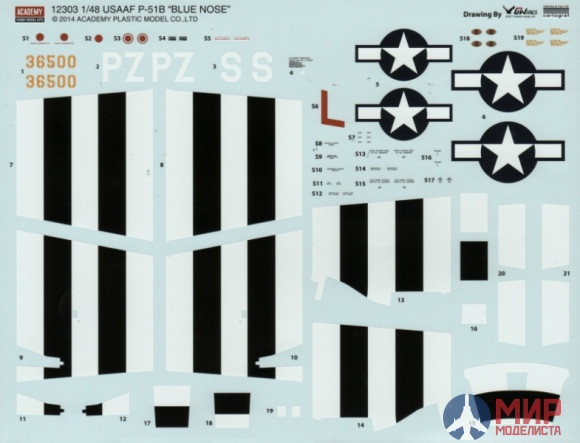 12303 Academy 1/48 Самолёт USAAF P-51B "Anniv. 70 Normandy invasion 1944"