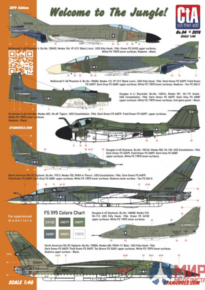 CTA004 Cut then Add 1/48 "Welcome to the Jungle!" - Lot a USN Carrier Borne aircrafts in Green SE As