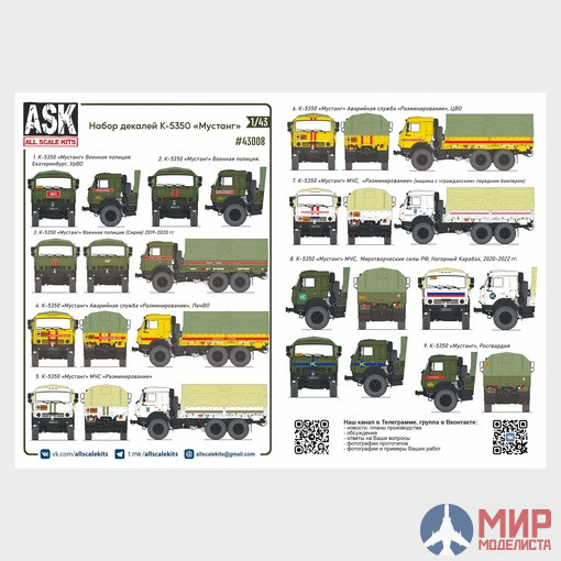 ASK43008 ASK 1/43 Комплект декалей для К-5350 Мустанг