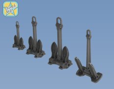 NSA350149 North Star Models 1/350 Set of Royal Navy Anchor (4 types, 38 pcs. totally)