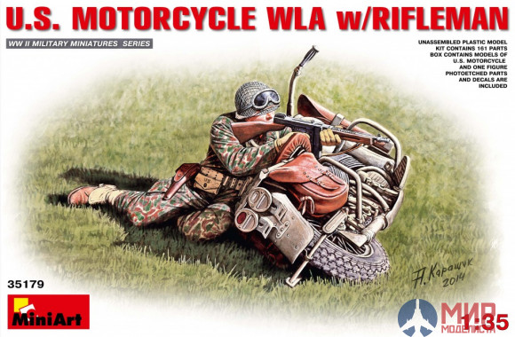 35179 MiniArt мотоцикл U.S. MOTORCYCLE WLA w/RIFLEMAN (1:35)