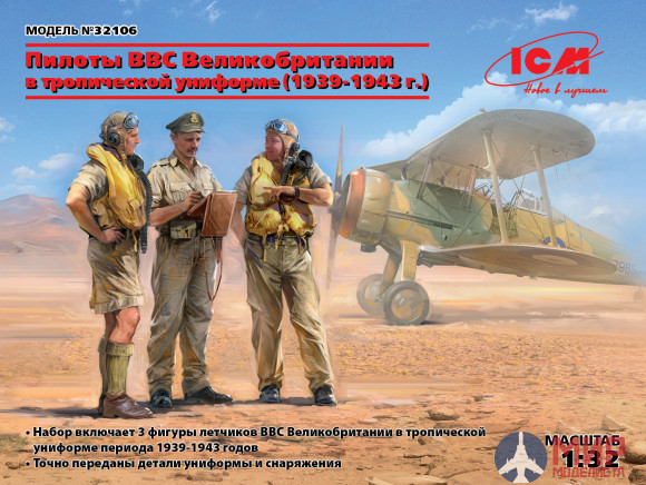 32106 ICM Фигуры, Пилоты ВВС Великобритании в тропической униформе (1939-1943)