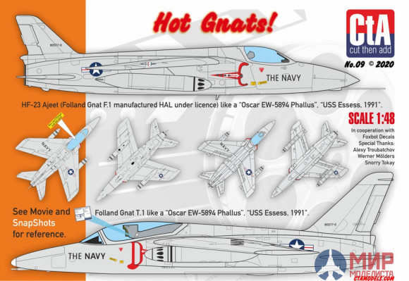 CTA009 Cut then Add 1/72 "Hot Gnats!" - Folland Gnat T.1 and HAL HF-23 Ajeet from "Hotshots!"