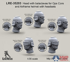 LRE35203 LiveResin Набор голов с маской и гарнитурой для шлемов Ops Core и Airframe 1/35