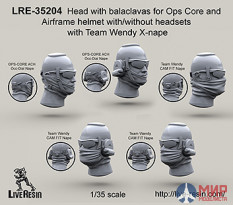 LRE35204 LiveResin Набор голов с маской и гарнитурой для шлемов Ops Core и Airframe 1/35