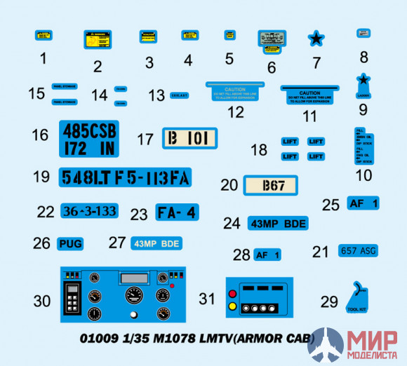 01009 Trumpeter 1/35 Военный грузовик M1078 LMTV (ARMOR CAB)