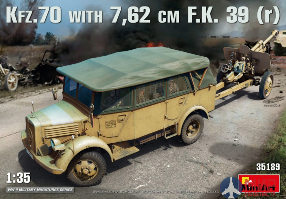 35189  MiniArt автомобиль Kfz.70 & 7,62 cm F.K. 39 ( r ) (1:35)