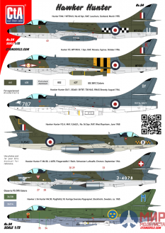 CTA054 1/72 Hawker Hunter - RAF, FAA, Swiss, Sweden, 6 Markings