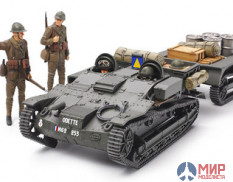 35284 Tamiya 1/35 Французская танкетка UE с прицепом, 4 фиг, бочки, ящики, мешки, 3 вар. дек.