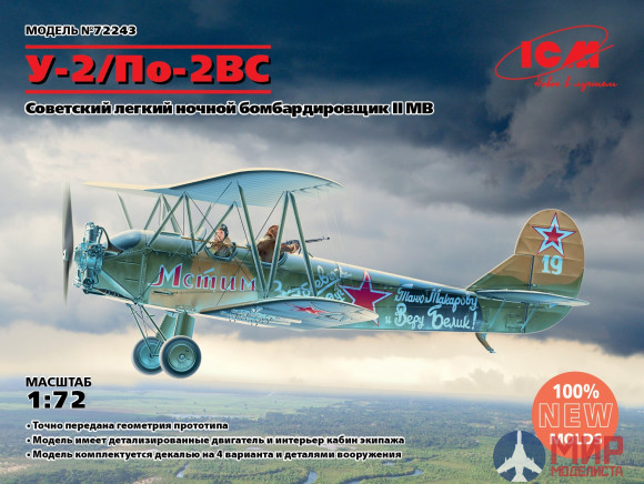 72243 ICM У-2/По-2ВС, Советский легкий ночной бомбардировщик II МВ