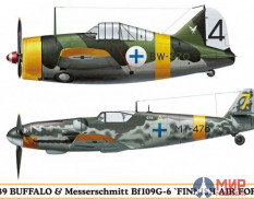 02279 Hasegawa 1/72 Набор  B-239 Buffalo / Messerschmitt Bf109G-6 FAF (Set of 2)