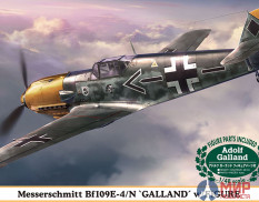 07500 Hasegawa 1/48 Истребитель с фигурой Messerschmitt Bf109E-4 "Galland" w/Figure