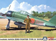 09904 Самолет Mitsubishi A6M2b ZERO FIGHTER TYPE 21 "SUPER ACE" w/FIGURE (HASEGAWA)  1/48