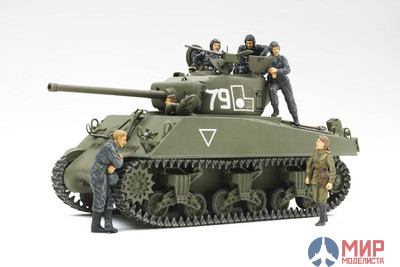 25105 Tamiya 1/35 Танк М4А2 Sherman (Советская Армия) с 6-ю фигурами танкистов