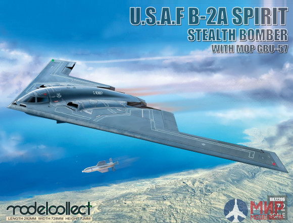 UA72206 Modelcollect USAF B-2A Spirit Stealth Bomber with Mop GBU-57