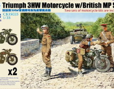 CB35035 Bronco Models 1/35 Мотоциклы Triumph 3HW Motorcycle w/MP Figure Set